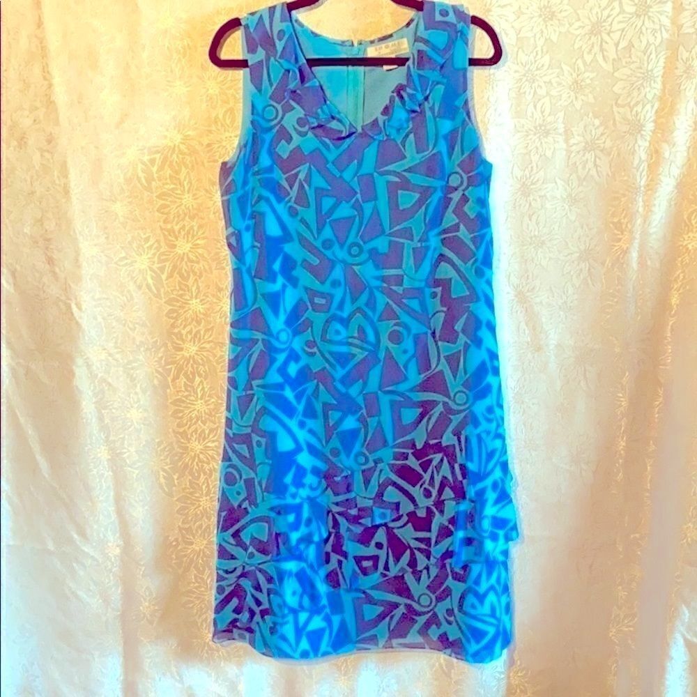 Shomi Petites silk pattern sleeveless ruffle dress